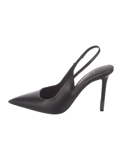 Brunello Cucinelli Leather Beaded Accents Slingback Pumps