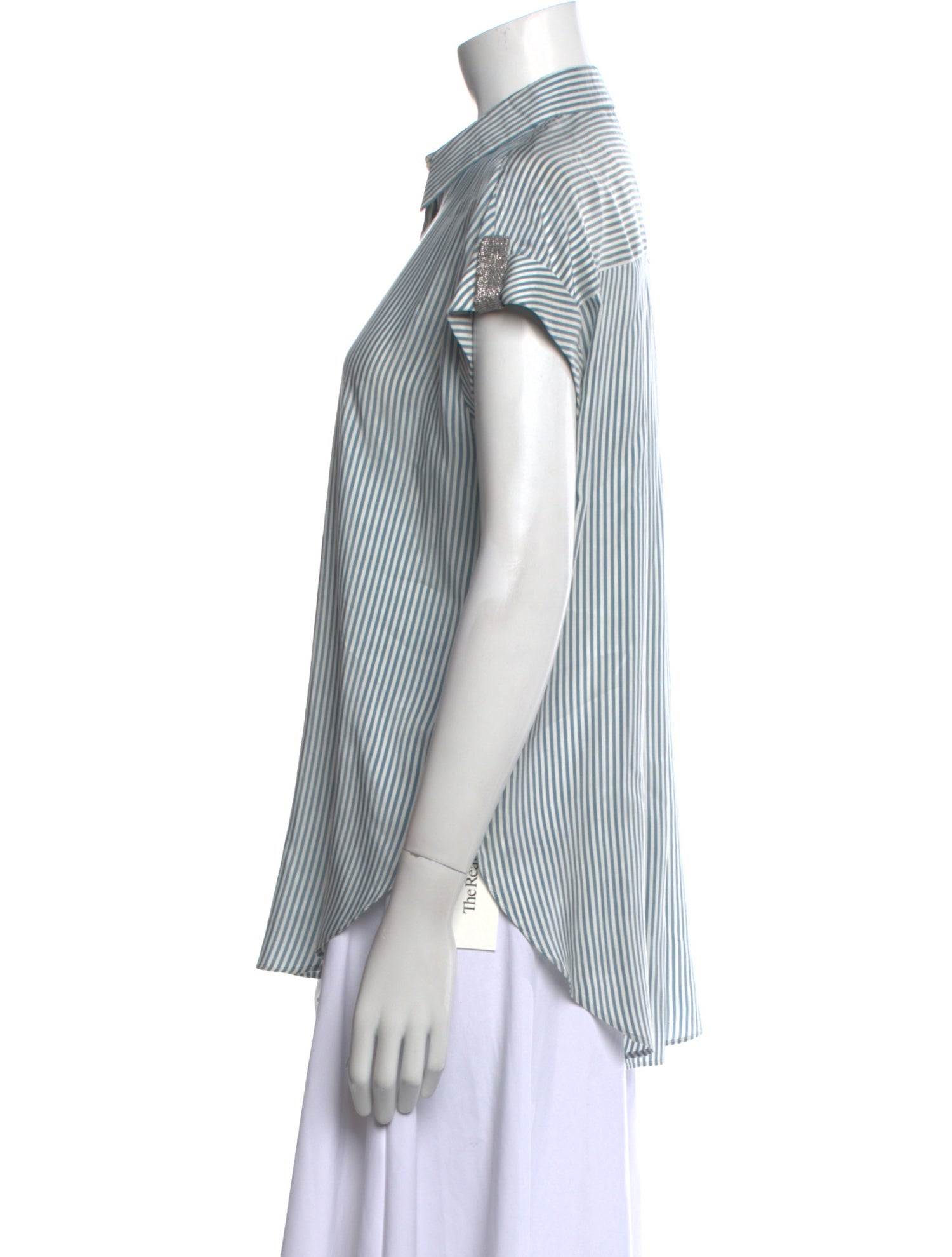 Brunello Cucinelli Silk Striped Button-Up Top