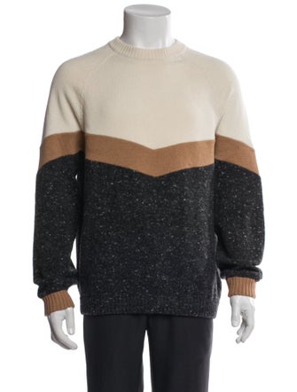 Brunello Cucinelli Virgin Wool Colorblock Pattern Pullover