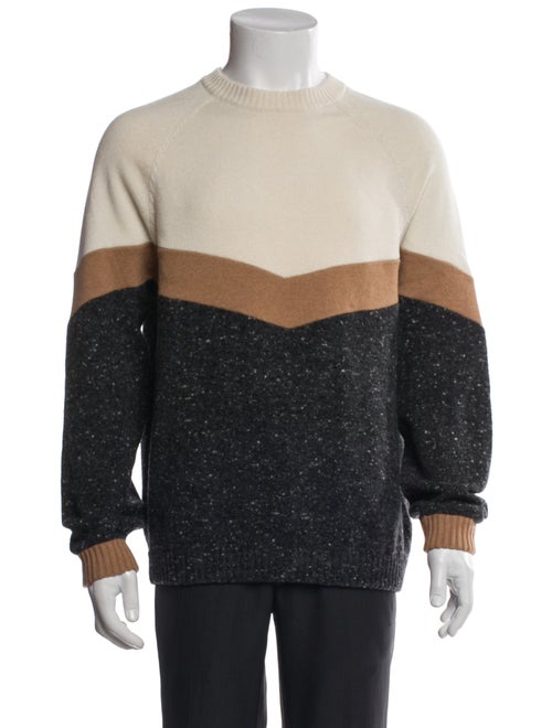 Brunello Cucinelli Virgin Wool Colorblock Pattern Pullover