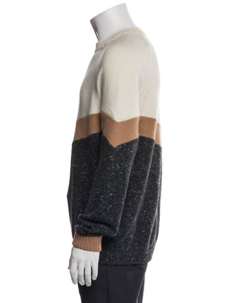 Brunello Cucinelli Virgin Wool Colorblock Pattern Pullover