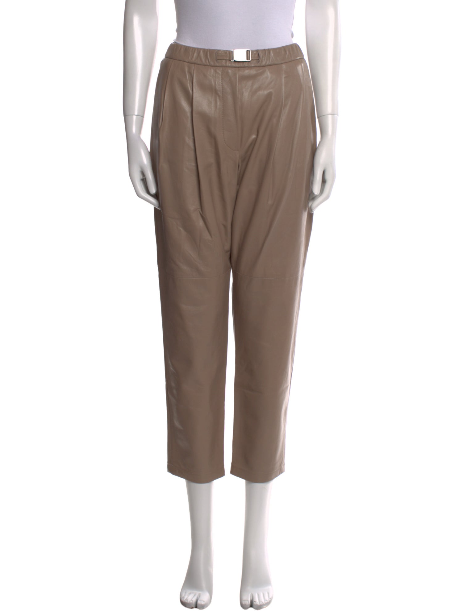 Brunello Cucinelli Leather Straight Leg Pants