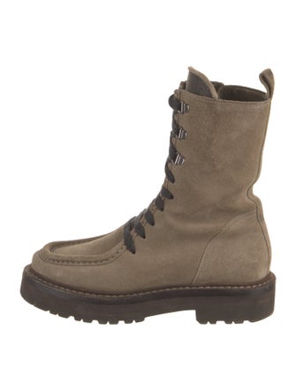 Brunello Cucinelli Monili Suede Combat Boots