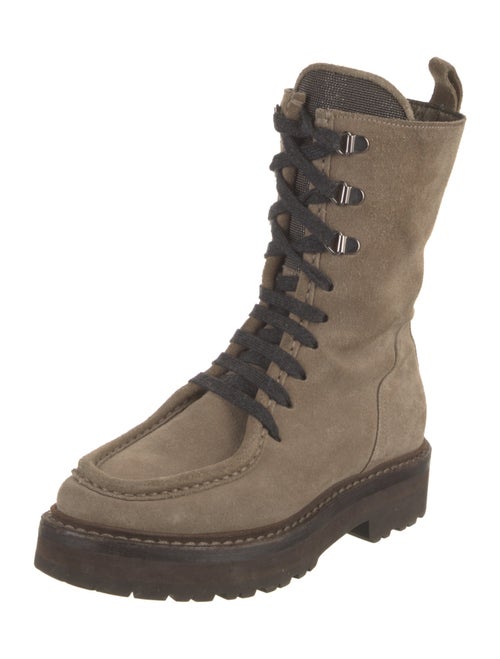 Brunello Cucinelli Monili Suede Combat Boots