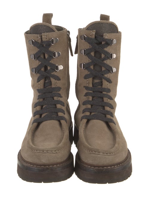 Brunello Cucinelli Monili Suede Combat Boots