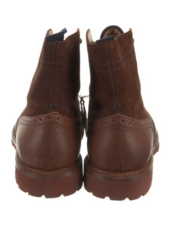 Brunello Cucinelli Leather Eyelet Trim Lace-Up Boots