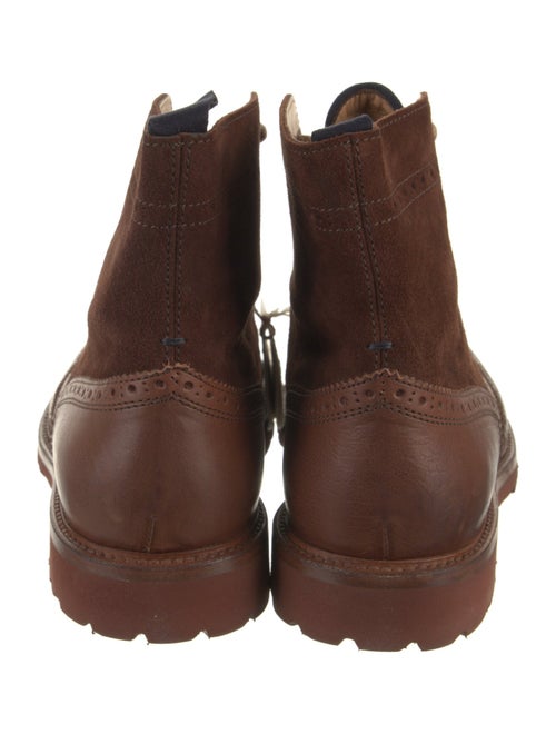 Brunello Cucinelli Leather Eyelet Trim Lace-Up Boots