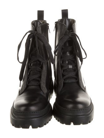 Brunello Cucinelli Monili Leather Combat Boots
