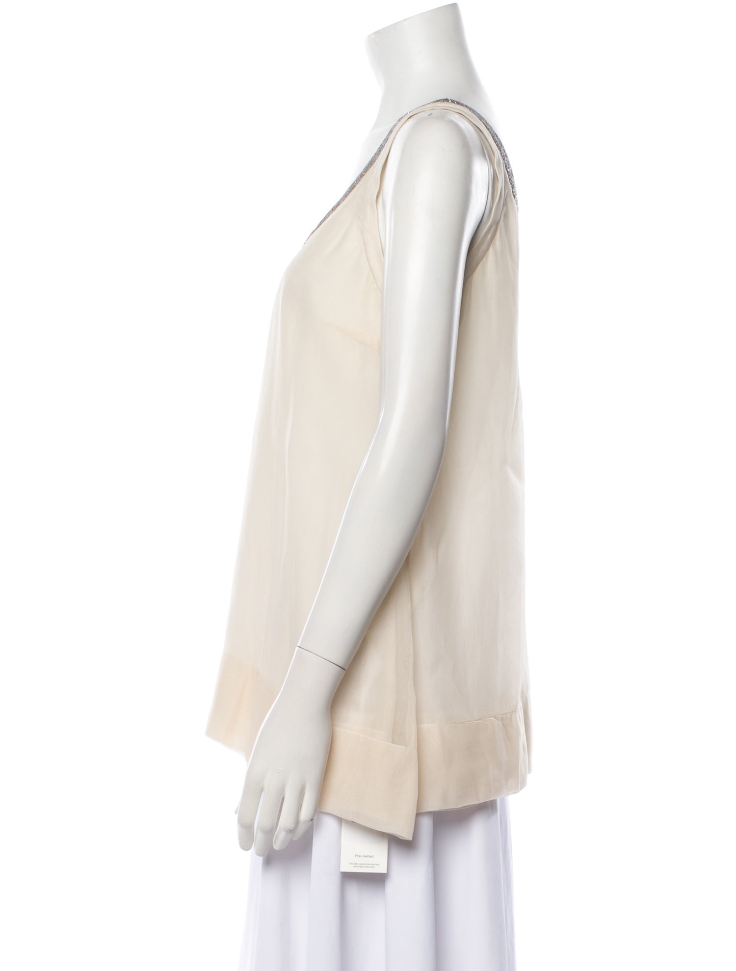 Brunello Cucinelli Silk Scoop Neck Top