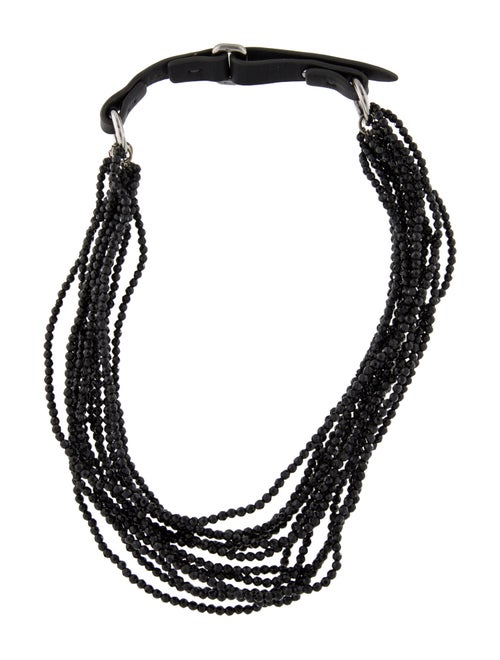 Brunello Cucinelli Leather Beaded Multistrand Choker Necklace