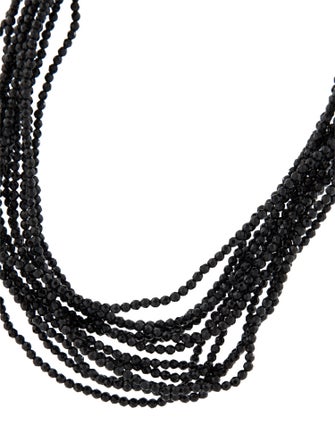 Brunello Cucinelli Leather Beaded Multistrand Choker Necklace