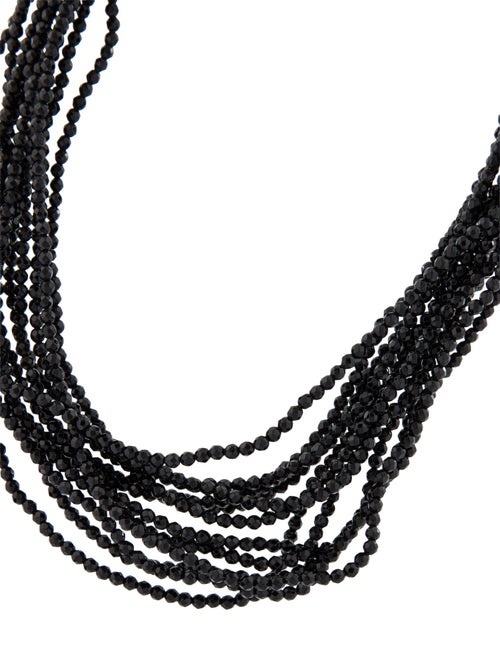 Brunello Cucinelli Leather Beaded Multistrand Choker Necklace