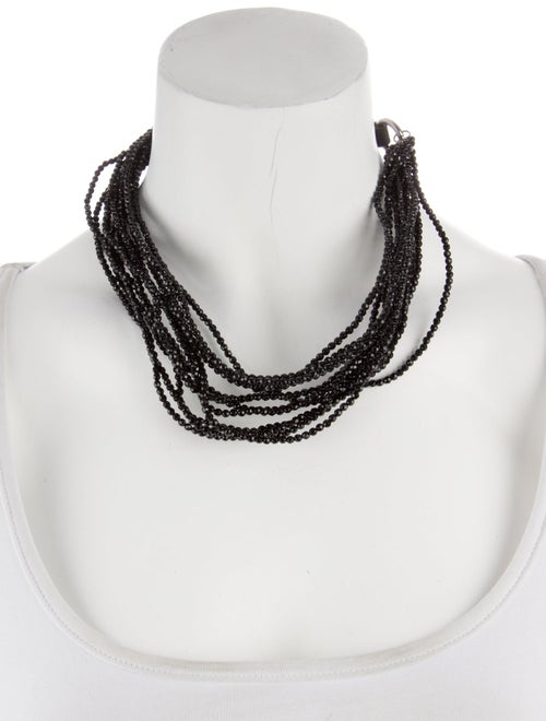 Brunello Cucinelli Leather Beaded Multistrand Choker Necklace