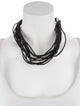 Brunello Cucinelli Leather Beaded Multistrand Choker Necklace
