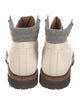 Brunello Cucinelli Leather Colorblock Pattern Hiking Boots