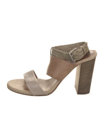 Brunello Cucinelli Leather Colorblock Pattern Slingback Sandals