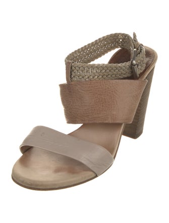 Brunello Cucinelli Leather Colorblock Pattern Slingback Sandals