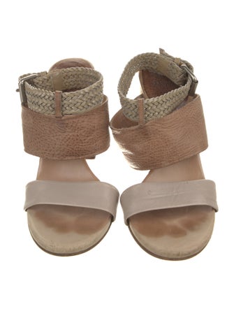 Brunello Cucinelli Leather Colorblock Pattern Slingback Sandals