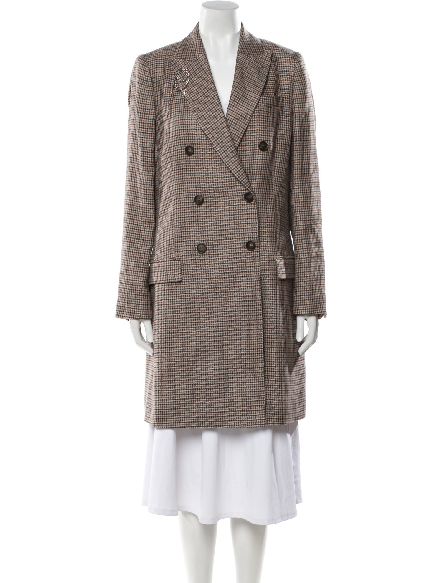 Brunello Cucinelli Houndstooth Print Coat