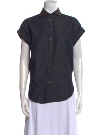 Brunello Cucinelli Short Sleeve Button-Up Top