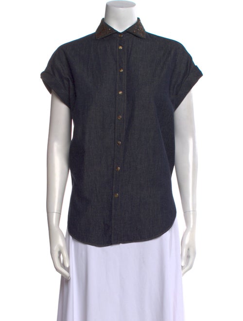 Brunello Cucinelli Short Sleeve Button-Up Top