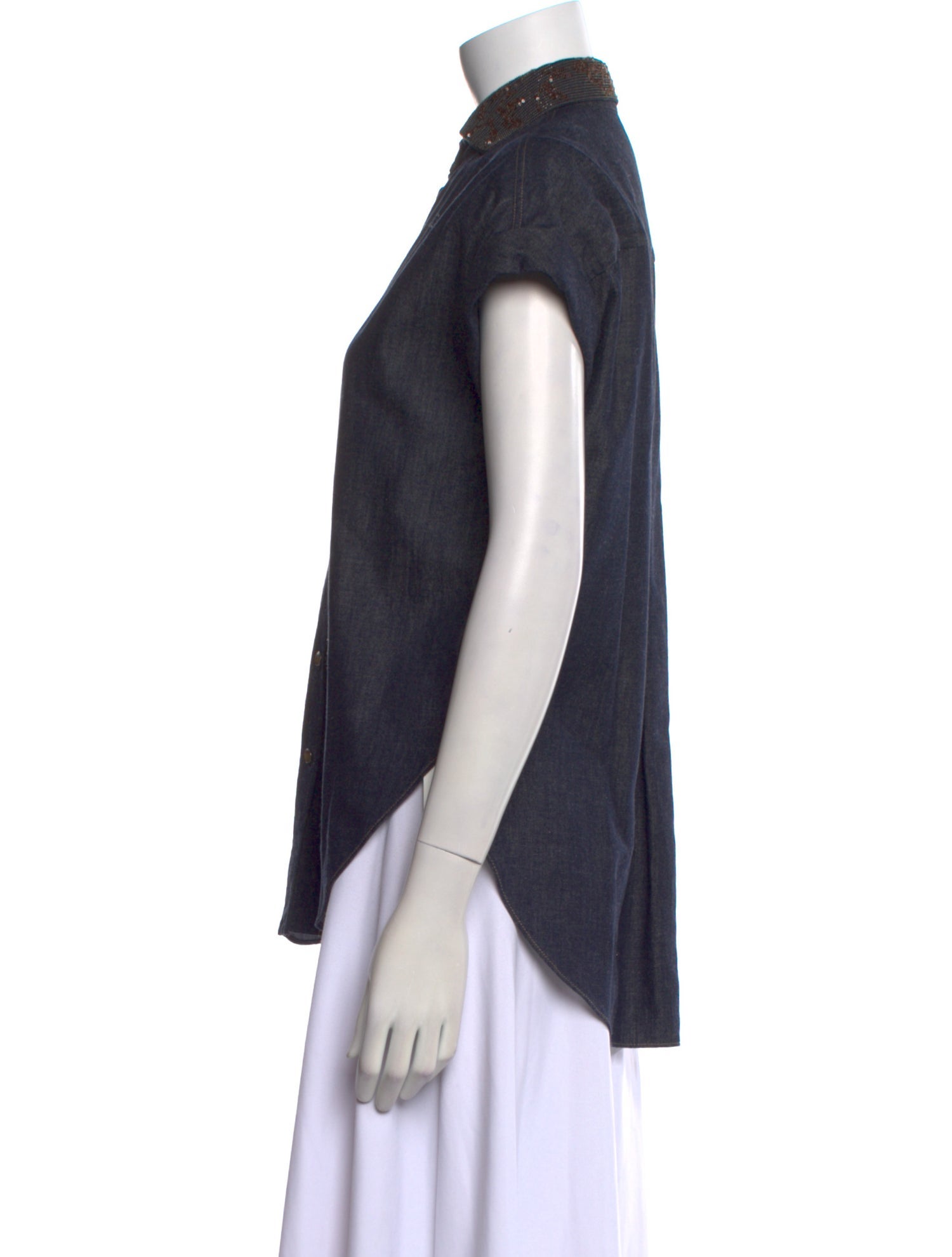 Brunello Cucinelli Short Sleeve Button-Up Top