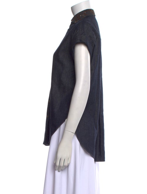 Brunello Cucinelli Short Sleeve Button-Up Top