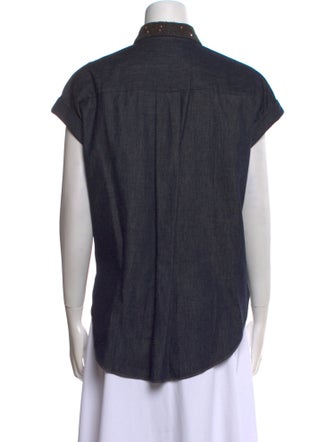 Brunello Cucinelli Short Sleeve Button-Up Top