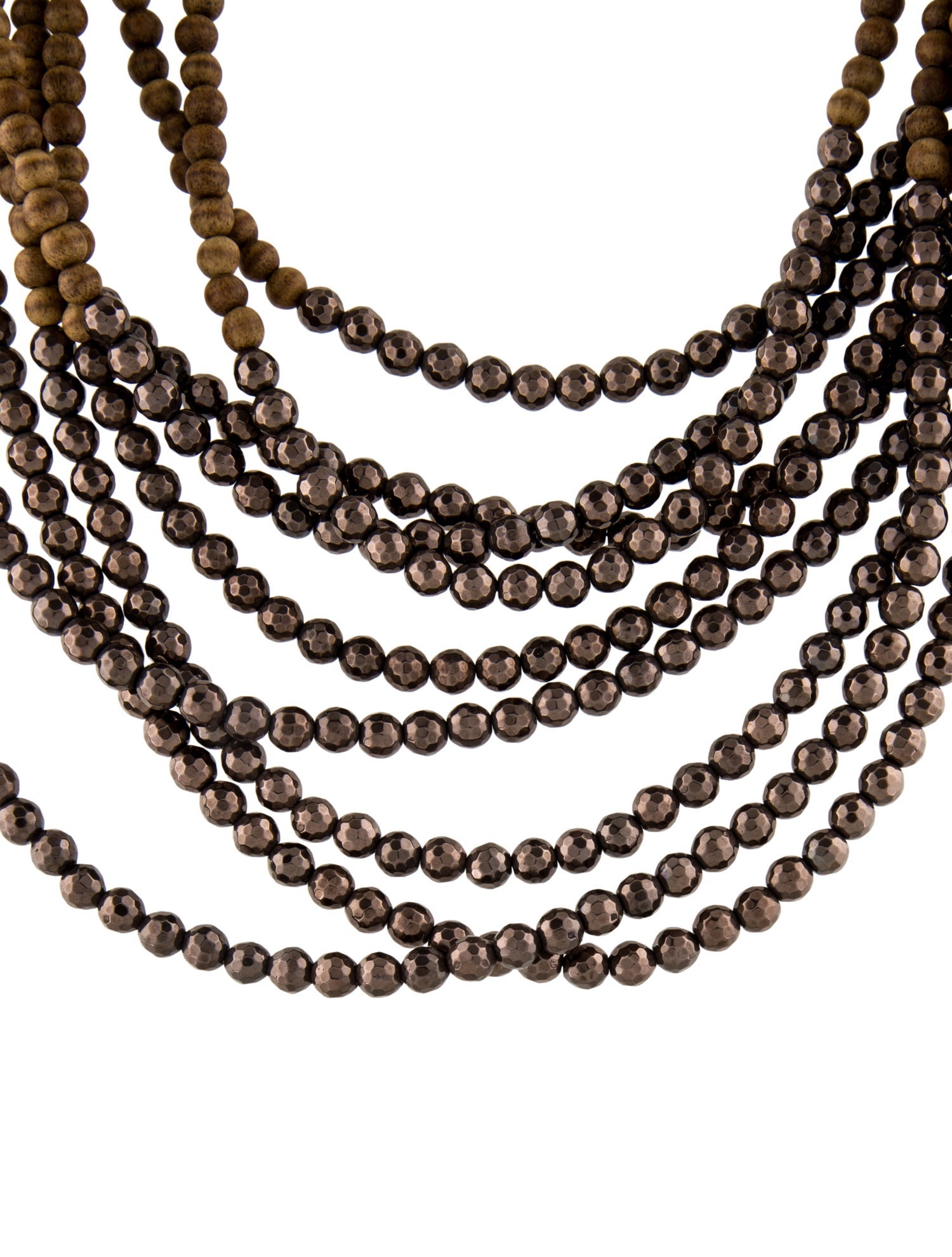 Brunello Cucinelli Wood Multi-Strand Bead Collar Necklace