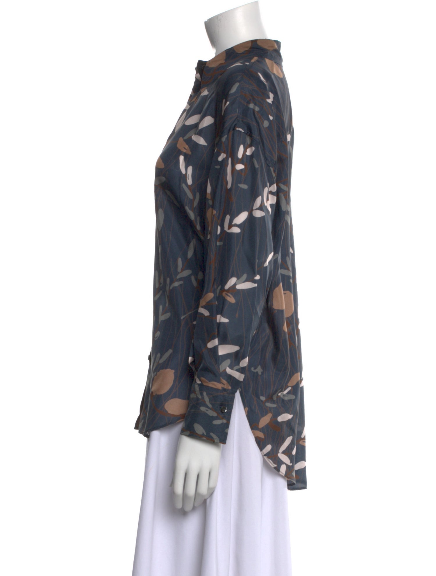 Brunello Cucinelli Silk Printed Button-Up Top