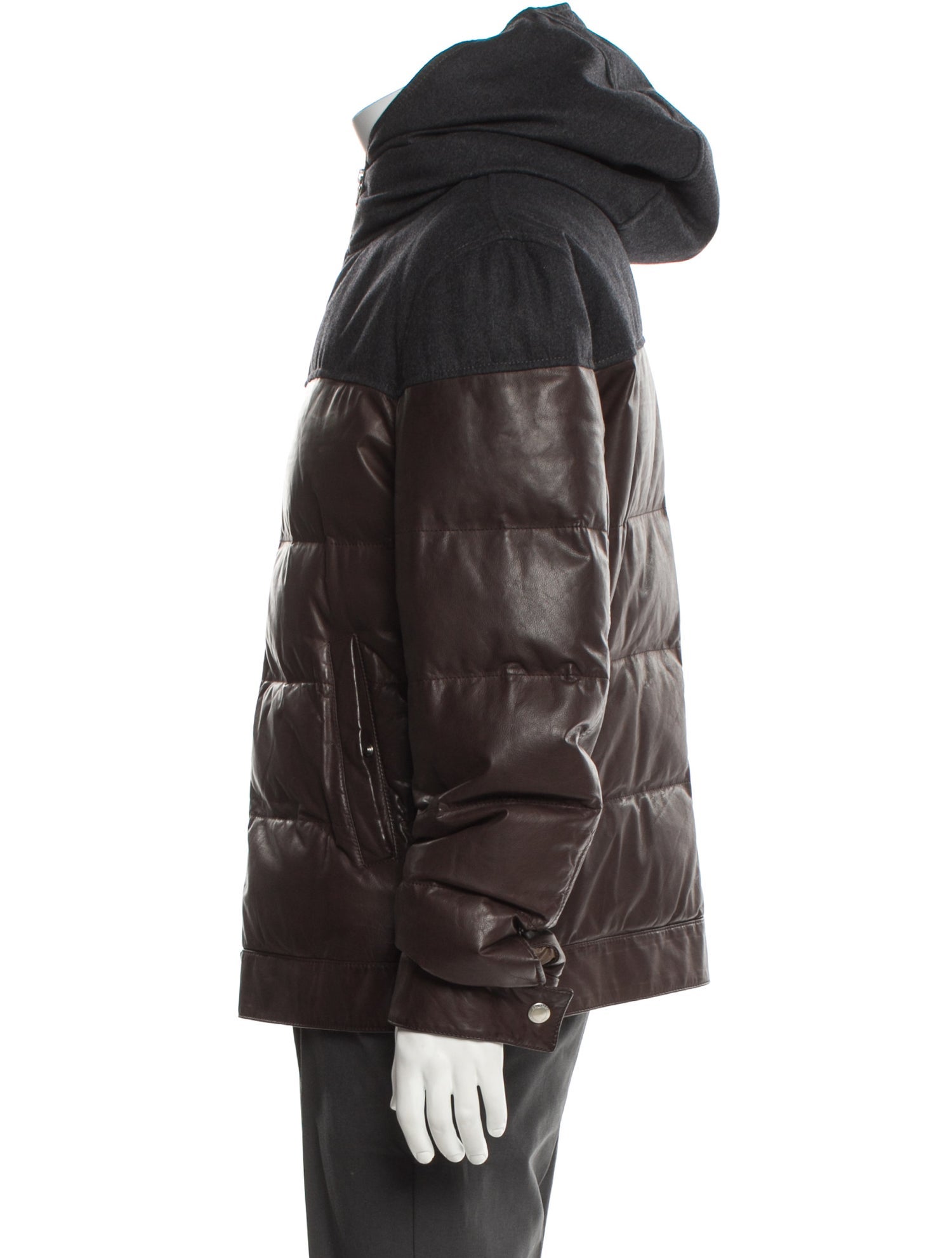 Brunello Cucinelli Leather Puffer Coat