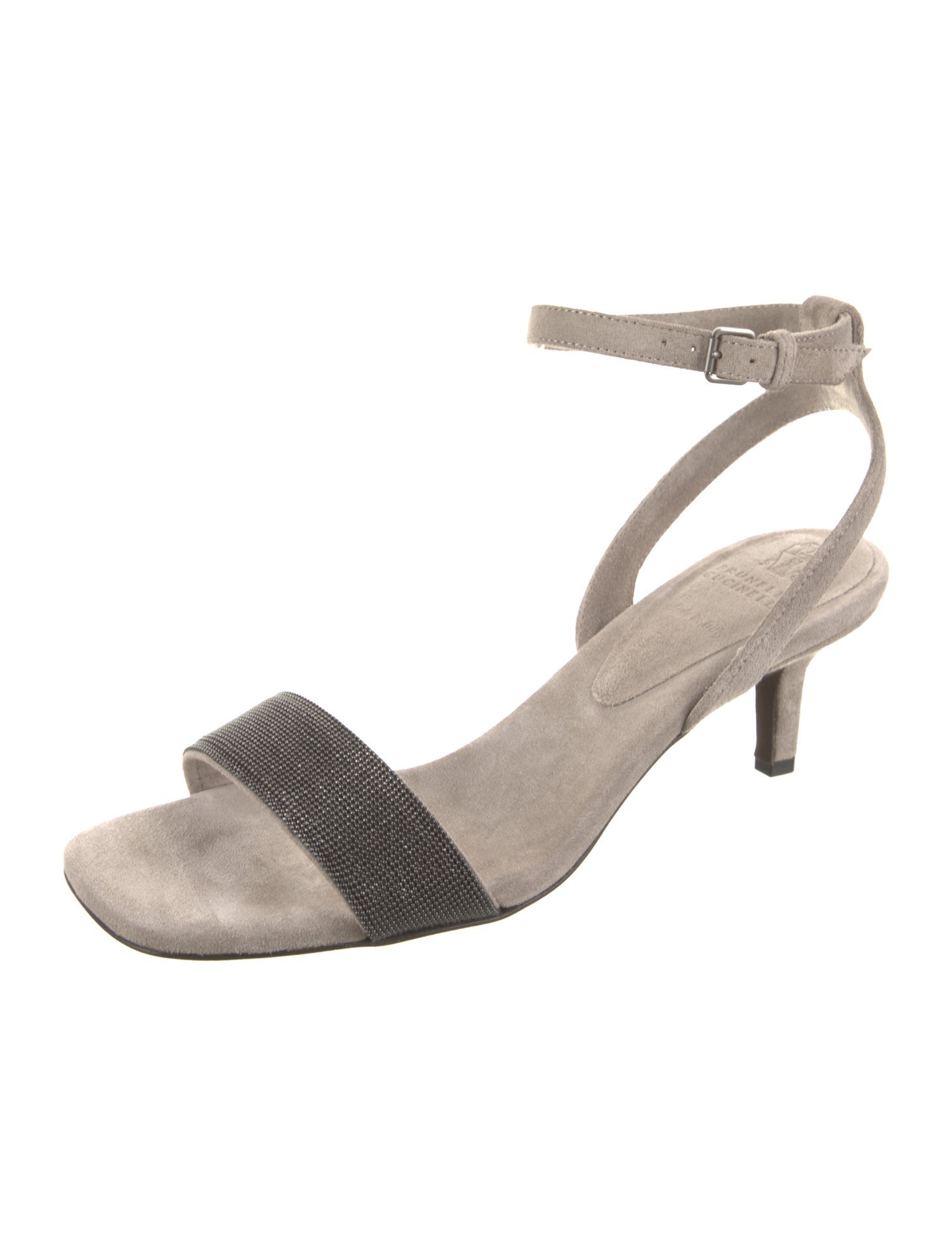Brunello Cucinelli Suede Beaded Accents Sandals