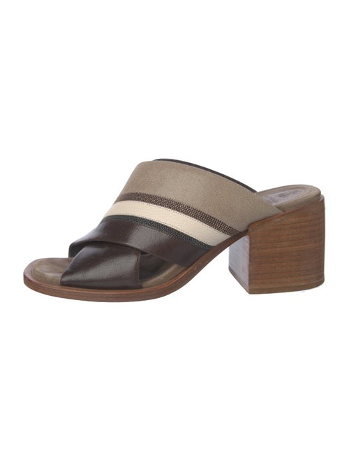 Brunello Cucinelli Monili Leather Slides