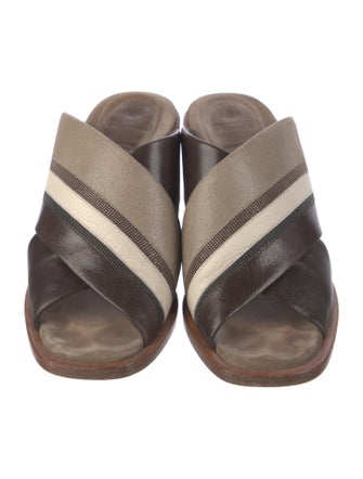 Brunello Cucinelli Monili Leather Slides