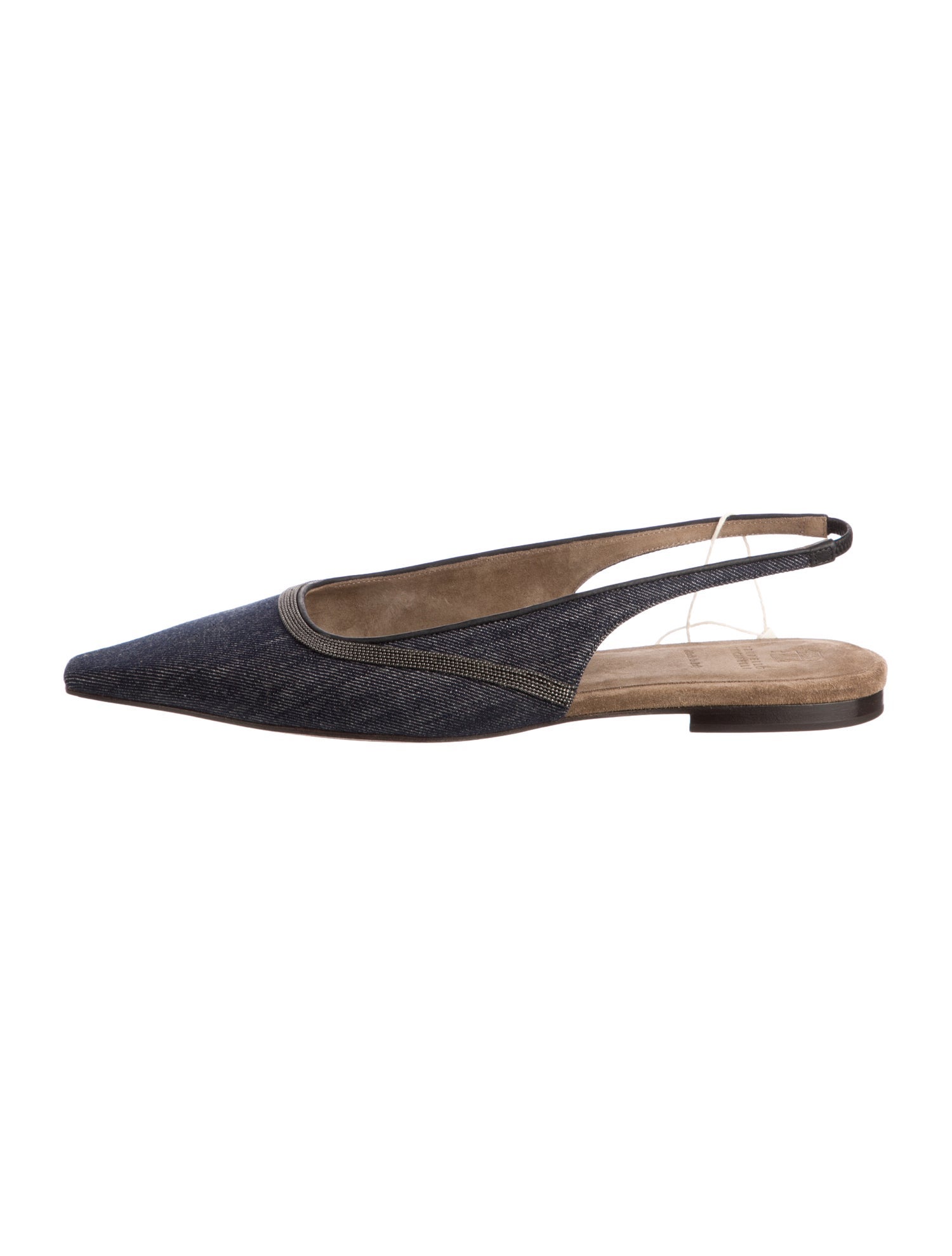 Brunello Cucinelli Denim Slingback Flats