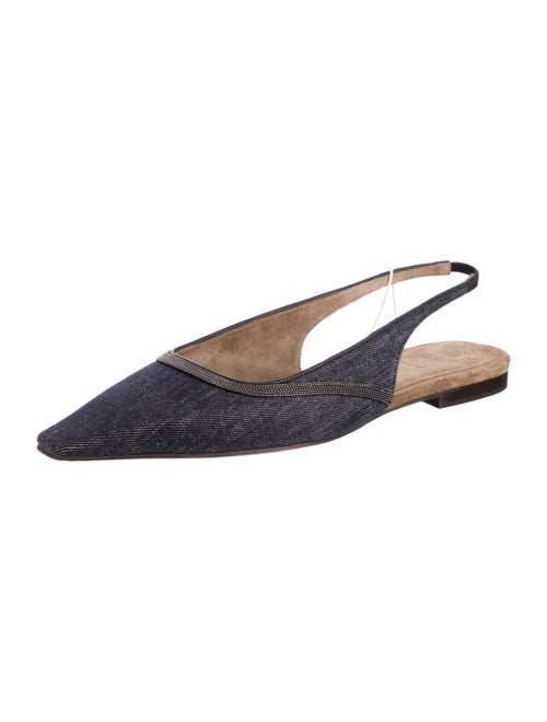 Brunello Cucinelli Denim Slingback Flats