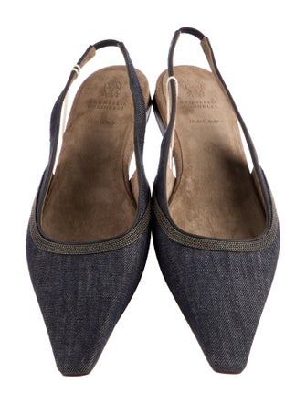 Brunello Cucinelli Denim Slingback Flats