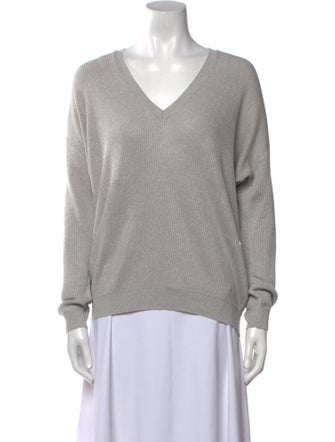 Brunello Cucinelli Linen V-Neck Sweatshirt