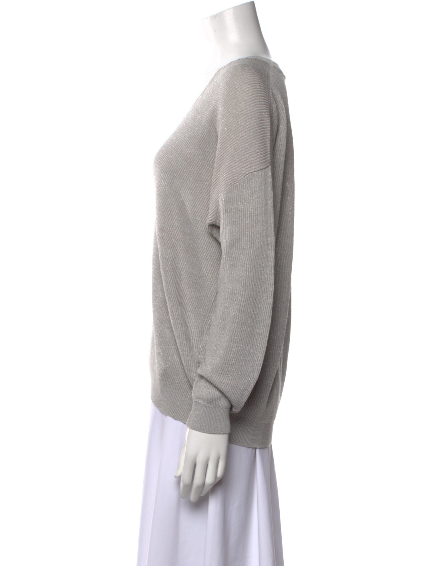 Brunello Cucinelli Linen V-Neck Sweatshirt