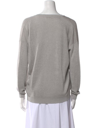 Brunello Cucinelli Linen V-Neck Sweatshirt