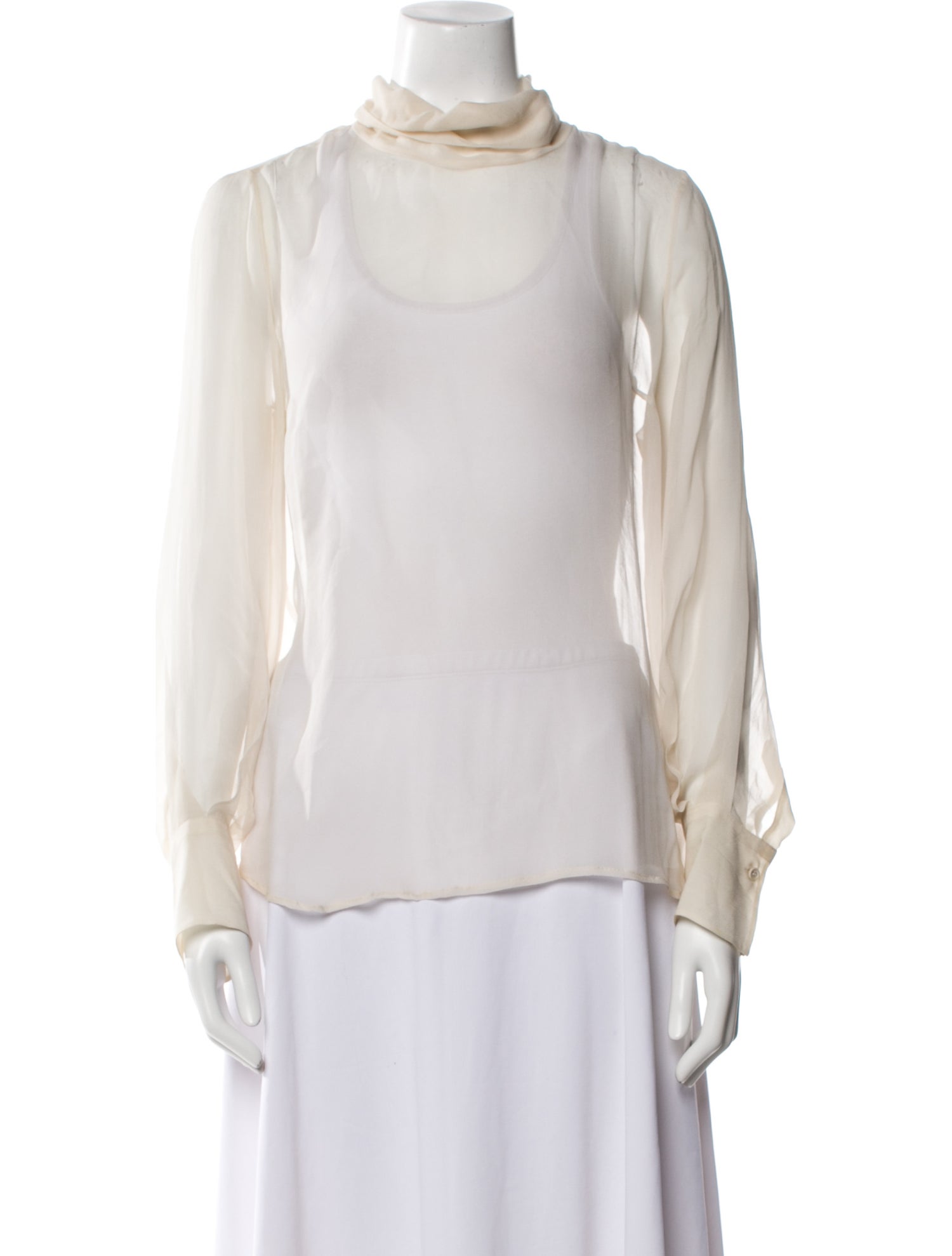Brunello Cucinelli Silk Mock Neck Blouse
