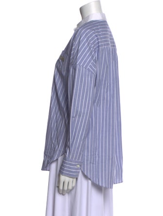 Brunello Cucinelli Striped Long Sleeve Button-Up Top