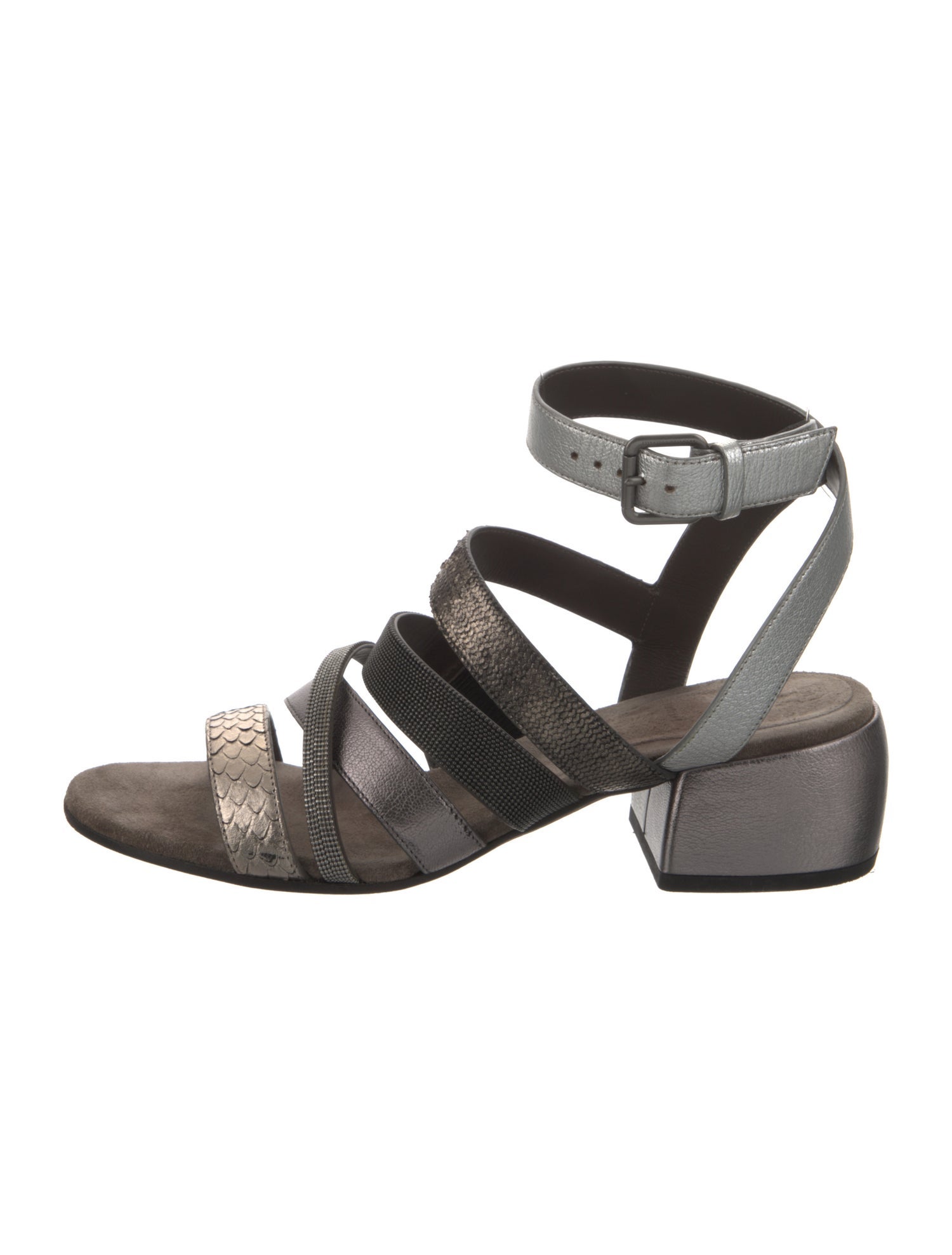 Brunello Cucinelli Leather Beaded Accents Gladiator Sandals
