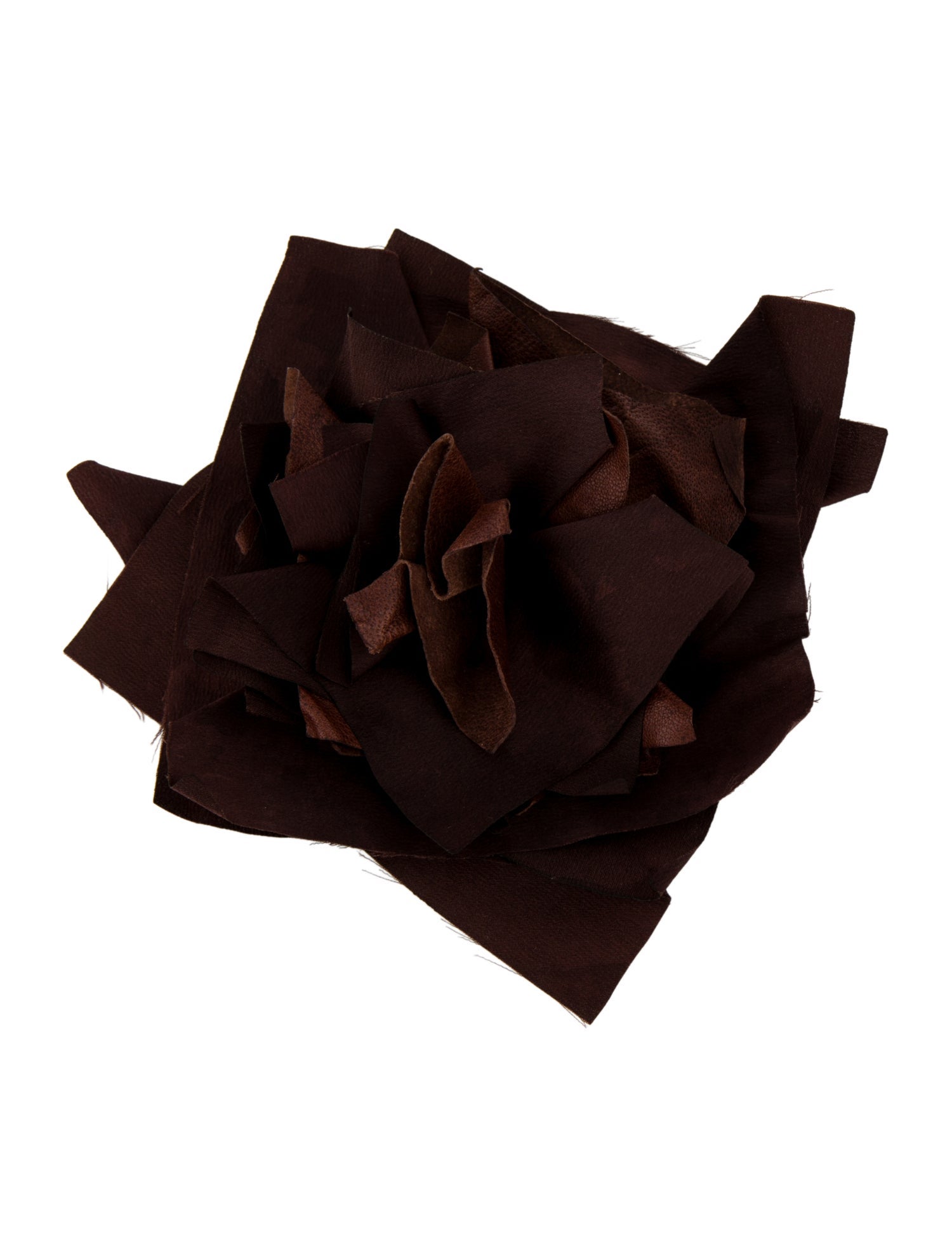 Brunello Cucinelli Chiffon & Leather Flower Brooch Pin