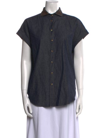 Brunello Cucinelli Short Sleeve Button-Up Top