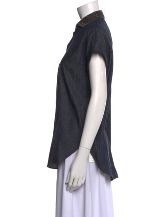 Brunello Cucinelli Short Sleeve Button-Up Top