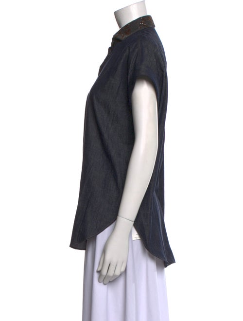 Brunello Cucinelli Short Sleeve Button-Up Top