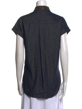 Brunello Cucinelli Short Sleeve Button-Up Top