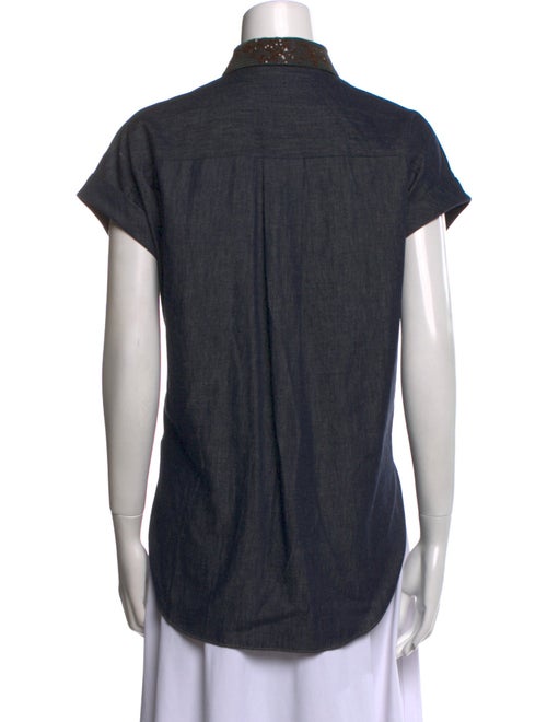 Brunello Cucinelli Short Sleeve Button-Up Top