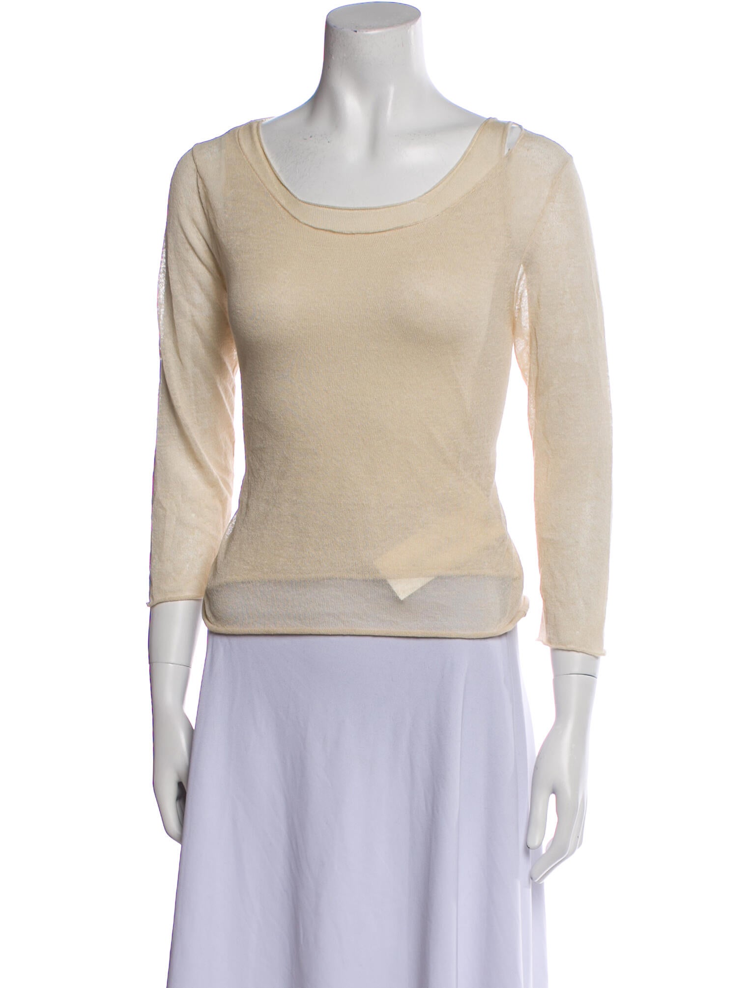 Brunello Cucinelli Linen Bateau Neckline Top